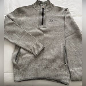 100% cotton NFL Pro-line vintage New York Jets Men's Gray Quarter Zip Sweater